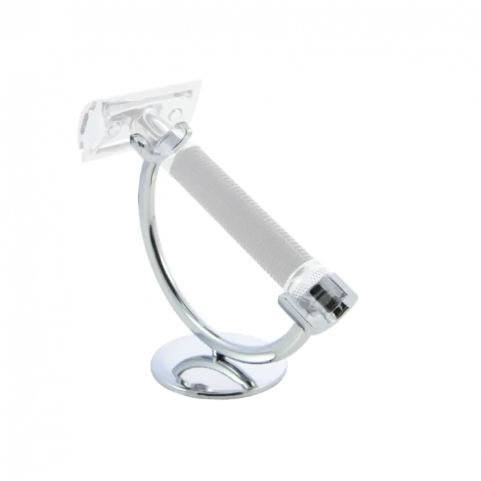 Crescent Chrome Razor Stand with Solid Base