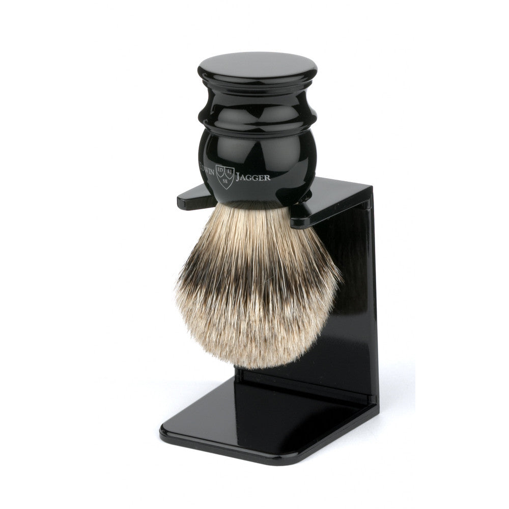 Edwin Jagger Imitation Ebony Shaving Brush (Silver Tip) Medium