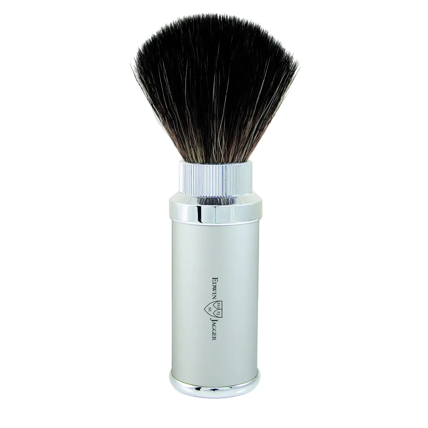 Edwin Jagger Chrome Plated Silver Travel Shaving Brush (Black Synthetic), 21M5290CR